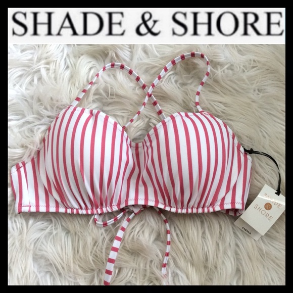 🎈SALE🎈NWT Shade & Shore Striped Bikini Top - Picture 3 of 8